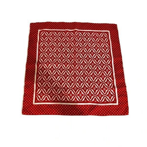 Men's Red‎ Printed Square Block Printed Organic Cotton Handkerchief One Size